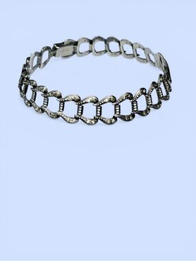 Sterling Silver Bracelet Art Deco Design Paste Stones Marked 925